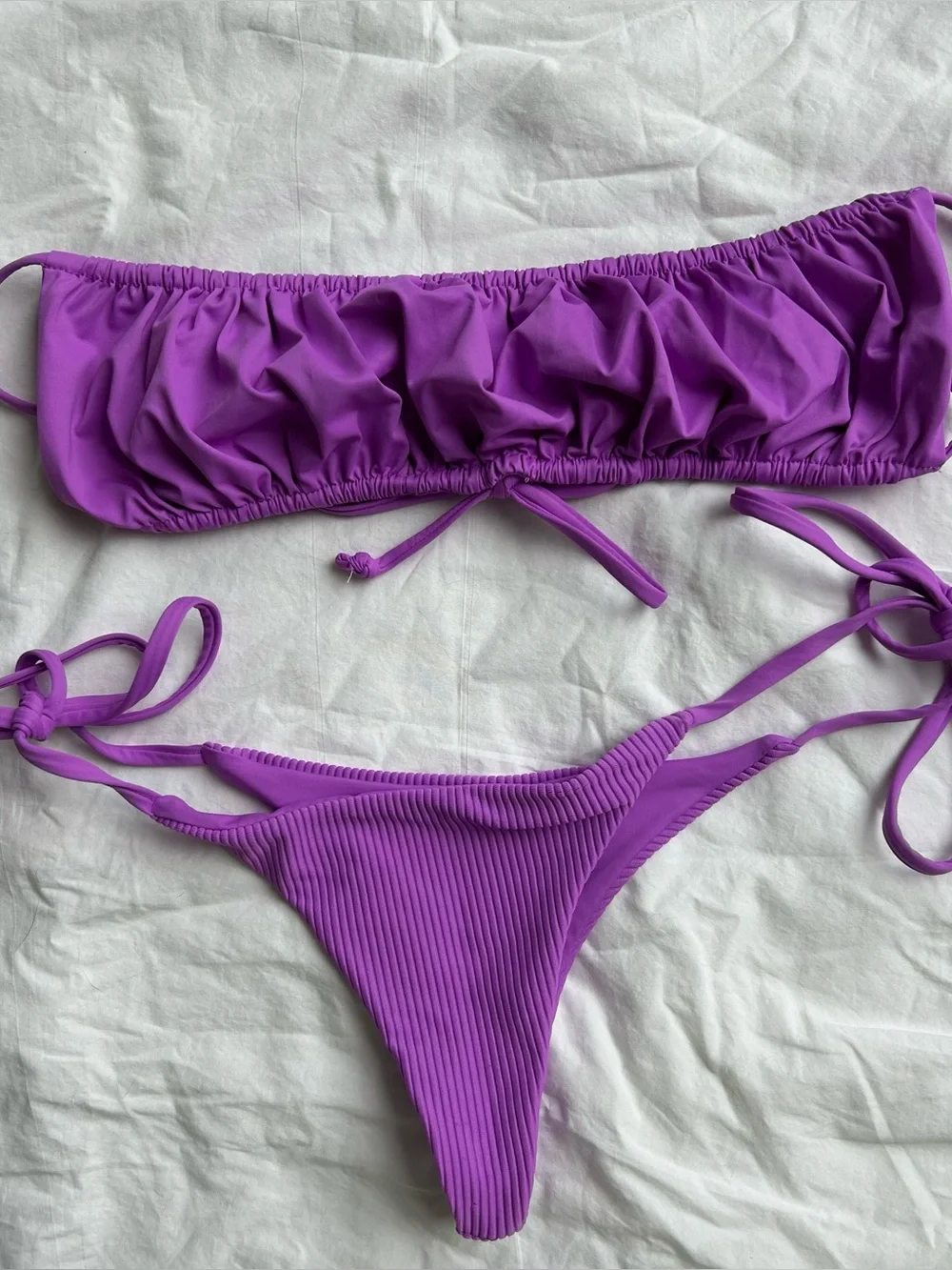 Frankie’s Bikini Purple Strapless Thong Bikini